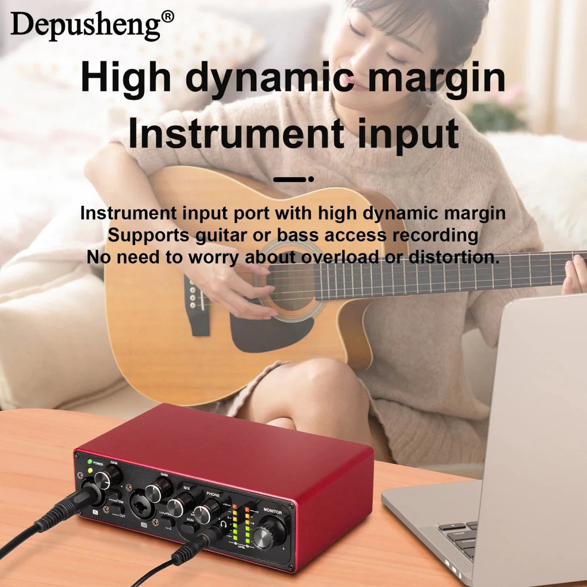 2 - Channel USB Audio Interface with 48V Phantom Power for Live Streaming, Studio Recording & Podcasts - DB AV Supplies