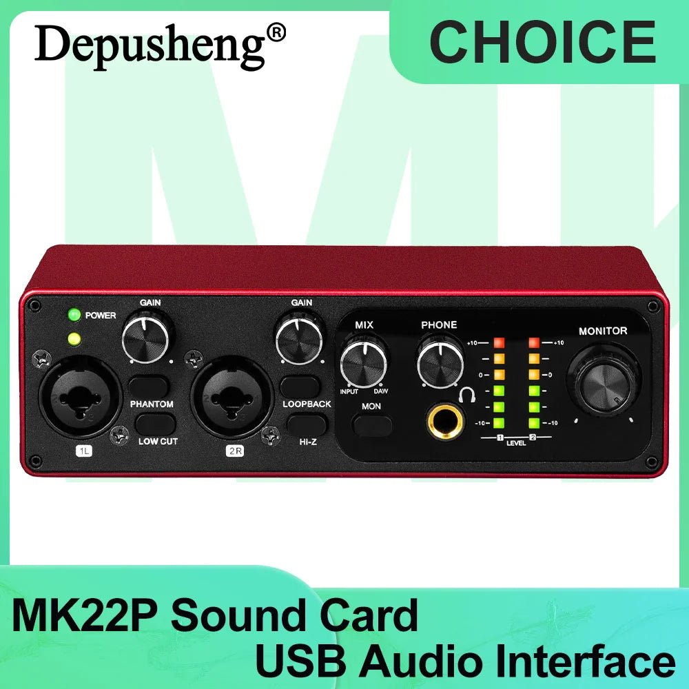 2 - Channel USB Audio Interface with 48V Phantom Power for Live Streaming, Studio Recording & Podcasts - DB AV Supplies