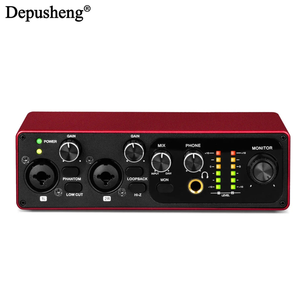 2 - Channel USB Audio Interface with 48V Phantom Power for Live Streaming, Studio Recording & Podcasts - DB AV Supplies
