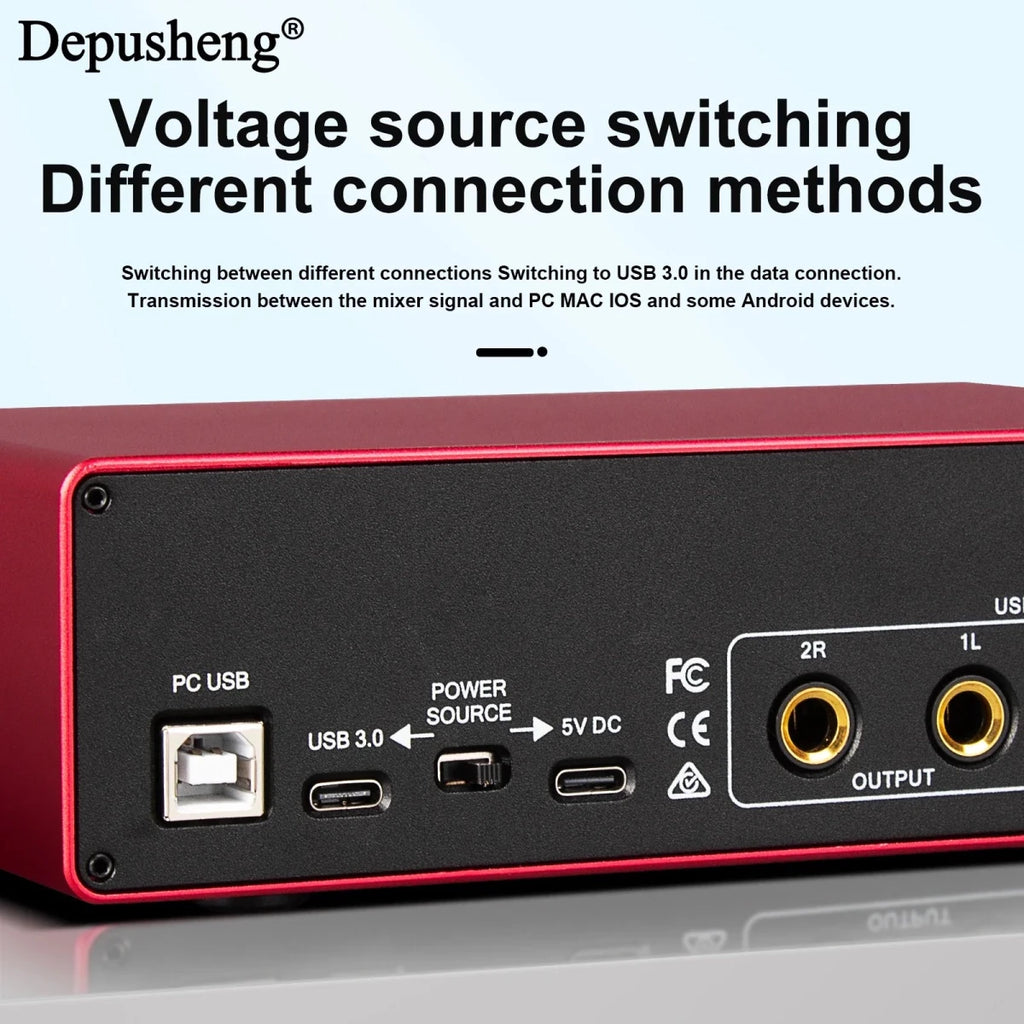 2 - Channel USB Audio Interface with 48V Phantom Power for Live Streaming, Studio Recording & Podcasts - DB AV Supplies