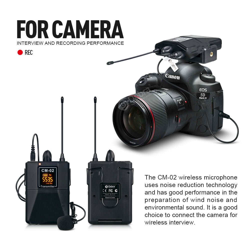 Wireless Microphone With Monitor Lavalier Camera Radio Microphone SLR Interview Recording - DB AV Supplies